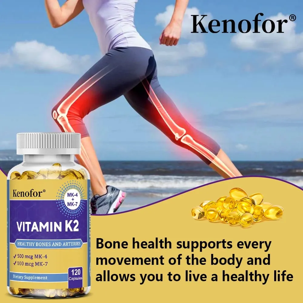 วิตามิน K2 แคปซูล - MK-4 & MK-7 สนับสนุนแคลเซียมการเผาผลาญกระดูกฟัน Joint & Cardiovascular Wellness Daily Immune Balance — image 6