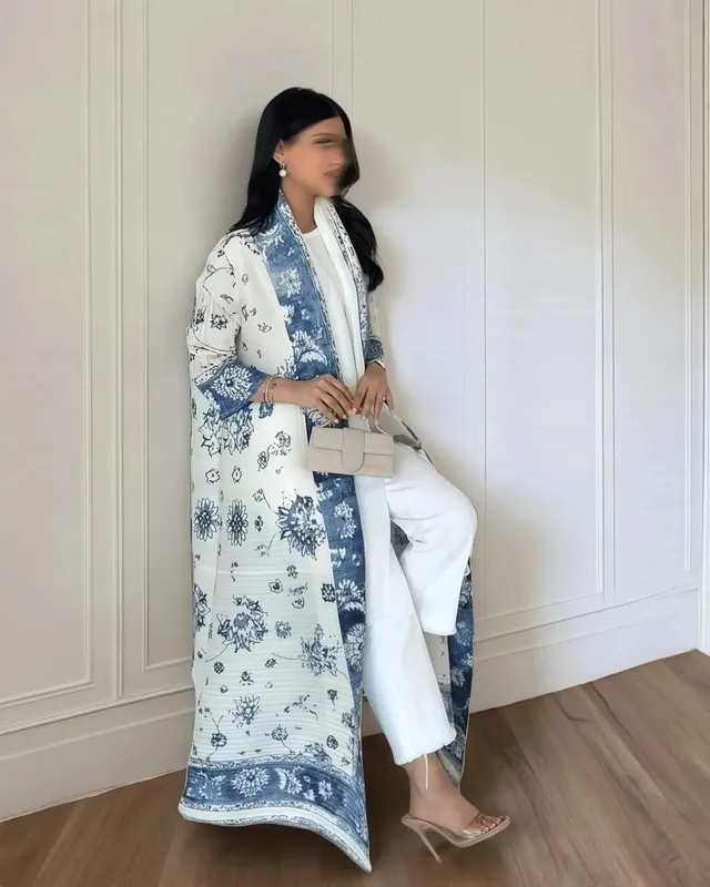 Frauen Falten Miyake Plissee Abaya Langarm Druck Faltbare Kragen Robe Strickjacke Mantel Neue Winter Mode Original Design 2026 — image 13