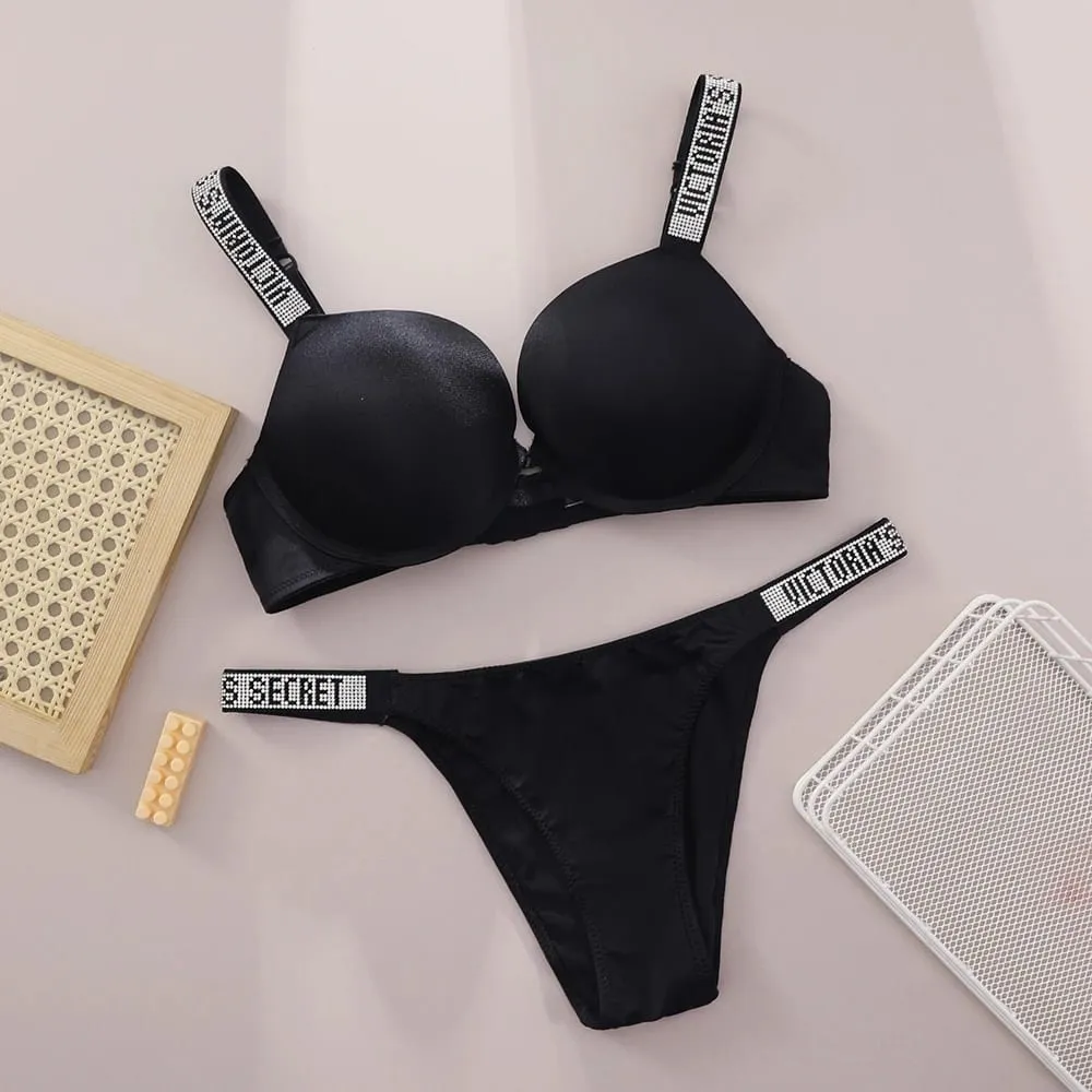 New Push Up Shapewear Adjustable Padded Gathered V Lace Lingerie Set Bra and Brief Women's Sexy Bra and Panty Set Comfortable — image 2