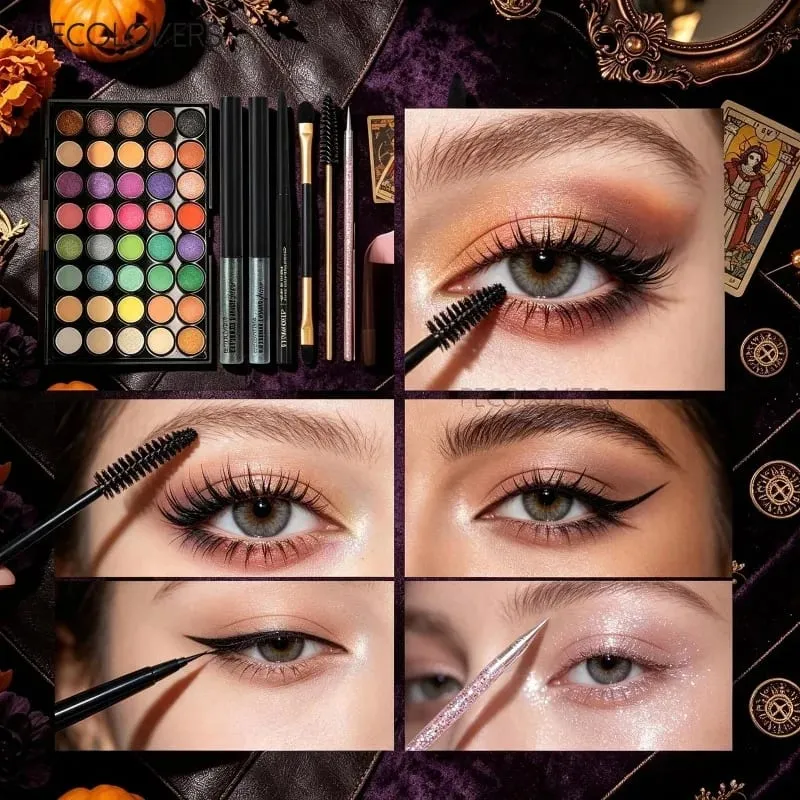 8PCS Face Set Multi-color Eye Shadow Plate+eye Black+eyeliner Pen+makeup Tools Waterproof and Durable Halloween Makeup — image 6