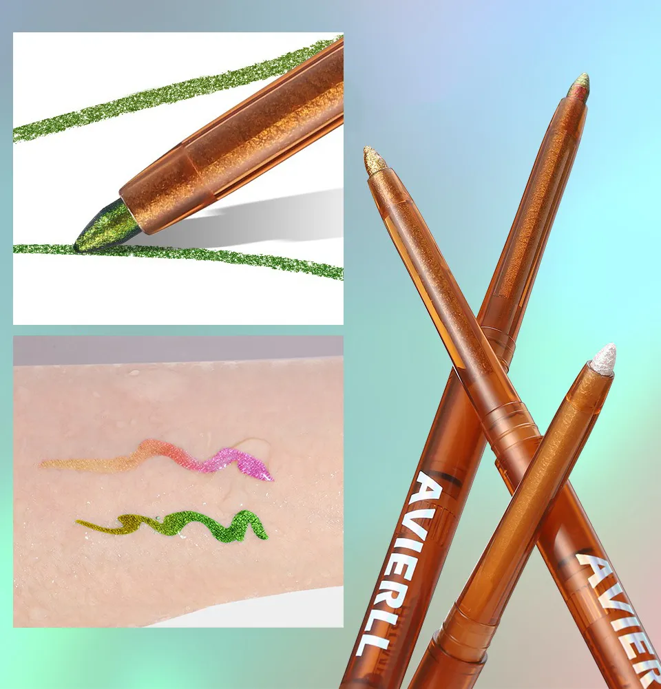 Bunglon Eyeliner Cair Mutiara Gloss Metalik Mengkilap Eyeshadow Liner Multi Warna Krom Aurora Riasan Mata Pigmen Glitter