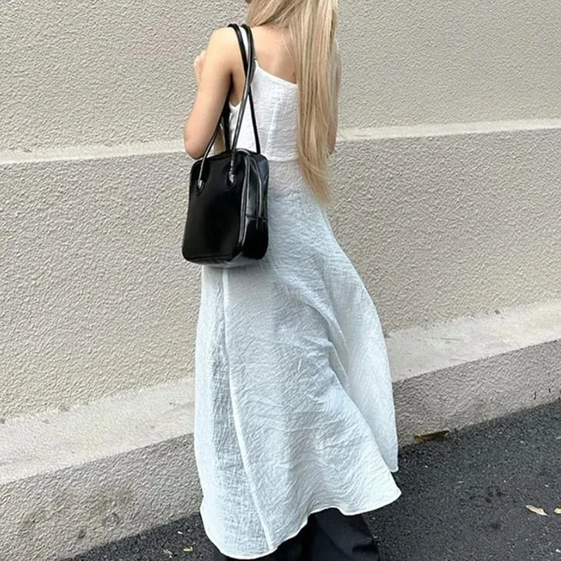 Xingqing y2k Camisole TOP เสื้อผ้าผู้หญิงสีทึบ V คอสปาเก็ตตี้สายคล้องคอ Slit ด้านหน้า T เสื้อถัง 2000s streetwear — image 5