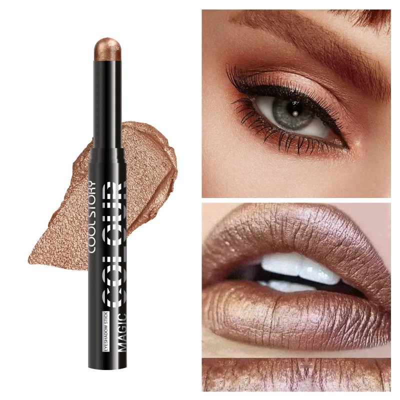 2 en 1 fard à paupières rouge à lèvres bâton crayon imperméable paillettes éclaircir mat ombre à paupières maquillage Pigment fard à paupières stylo — image 27