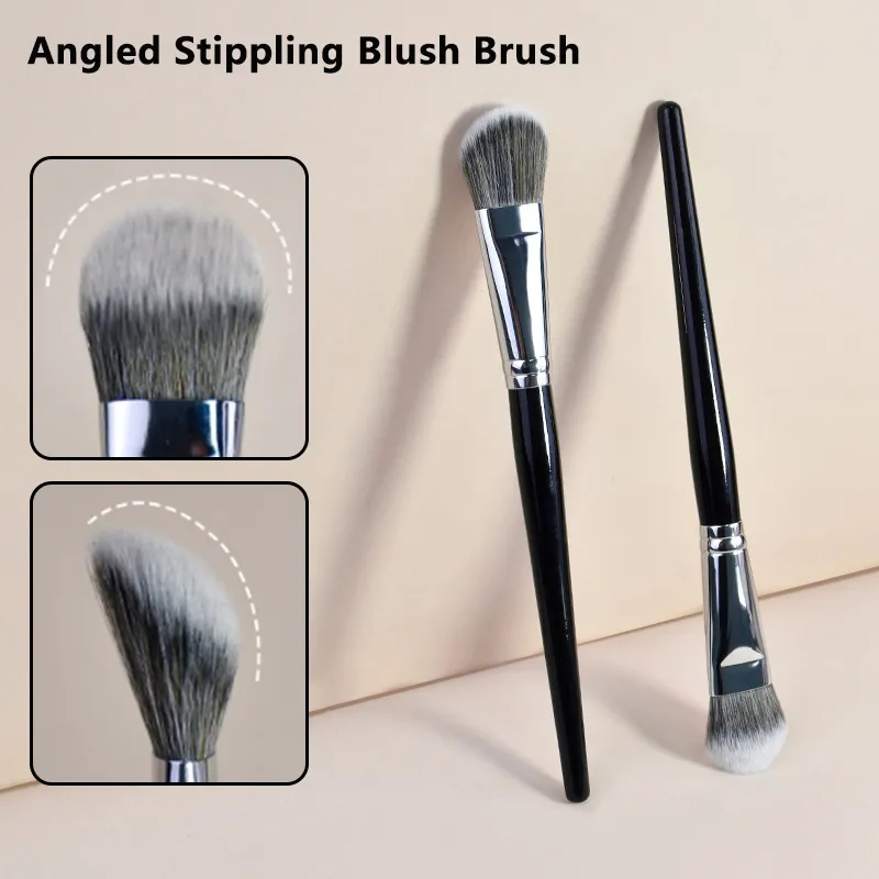 Pennello per fard inclinato Pennelli per trucco scultoreo per fard sintetico morbido Piccoli precisi per polvere Lucida per donna Strumenti cosmetici di bellezza. — image 3