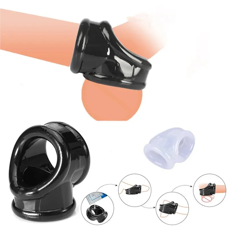 Anello per pene in silicone super morbido Ritardo eiaculazione Palla Scroto Barella Triplo anello per pene Cockring BDSM Giocattoli del sesso per gli uomini — image 4