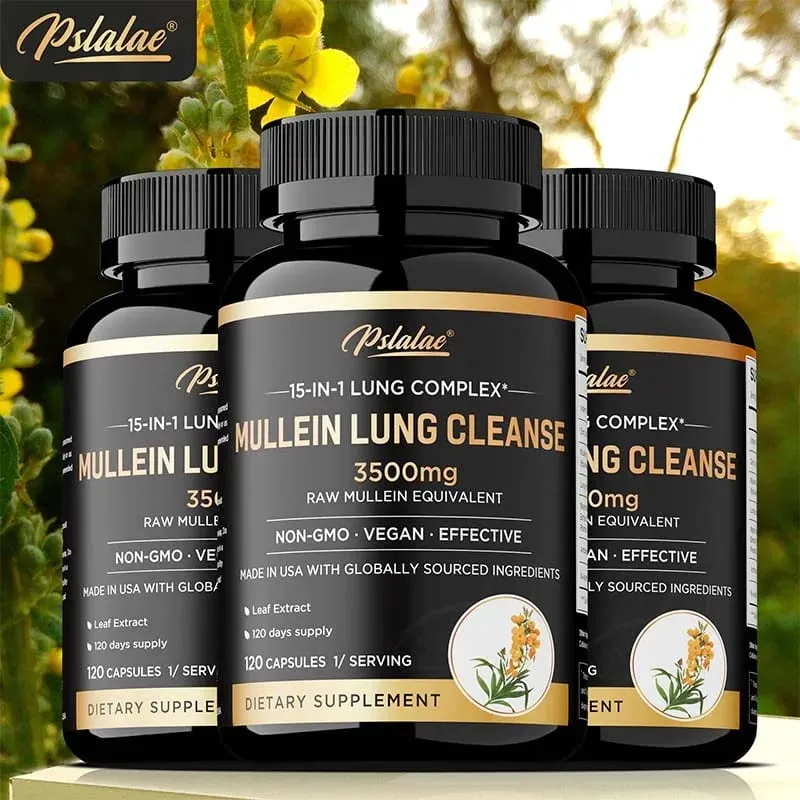 Mullein Lung Cleansing - Lung Clearing Lung Health Immunity - Smoker's Respiratory Supplement Vegetarian Capsules — image 1