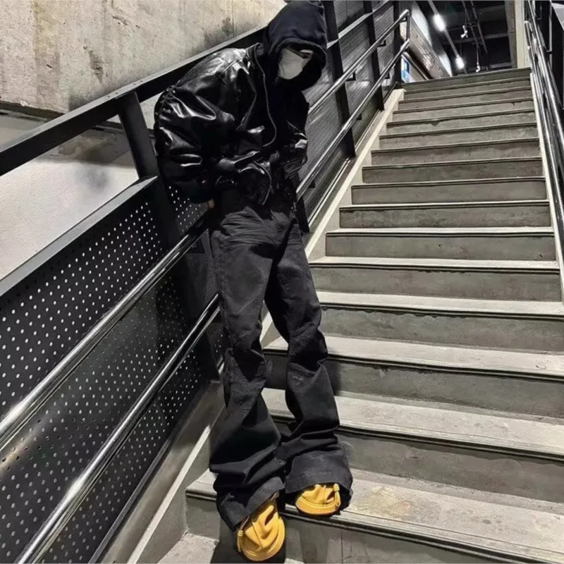 Y2K seprané džíny Gothic Vintage Micro Flared Kalhoty se zipem ve středním pase Ženy Muži Streetwear Vysoce kvalitní design Kalhoty Sense
