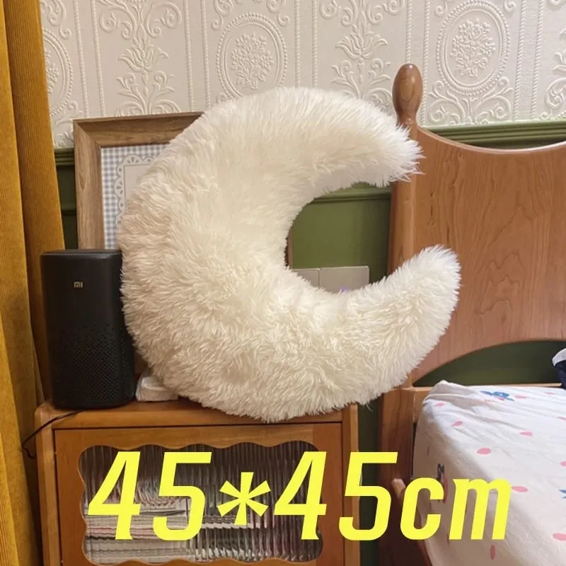 Bantal Berbulu Mainan Mewah Awan Bintang Bulan Putih Boneka Kartun Comel Cuaca Bantal Boleh Peluk Hiasan Bilik Tidur Kusyen Sofa