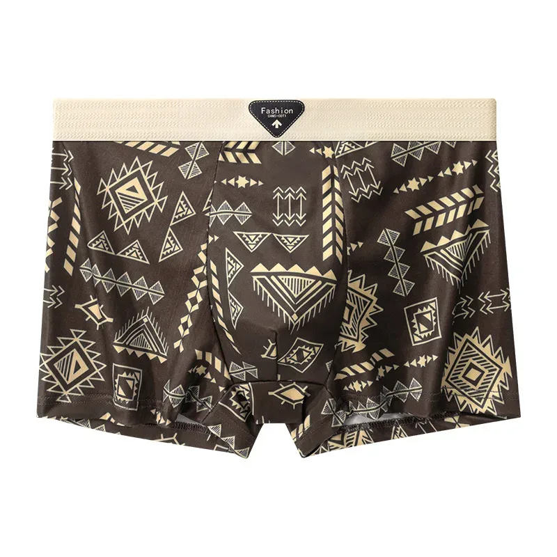 Herenboxer Retro etnische stijl Comfortabele slip van gladde stof Vintage print Elastisch ondergoed voor heren Lingerie Platte onderbroek