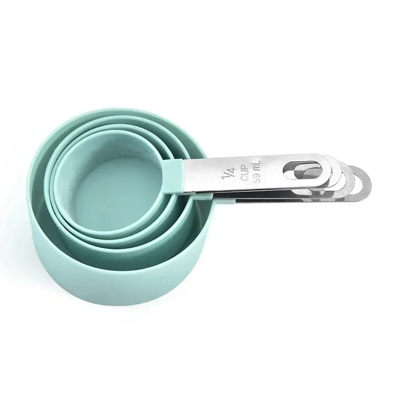 4/8 Cái/bộ Cốc Đo Đa Năng Bằng Nhựa Muỗng Đo Lường Tay Cầm Bằng Thép Không Gỉ Với Dụng Cụ Làm Bánh Đo Tốt Nghiệp