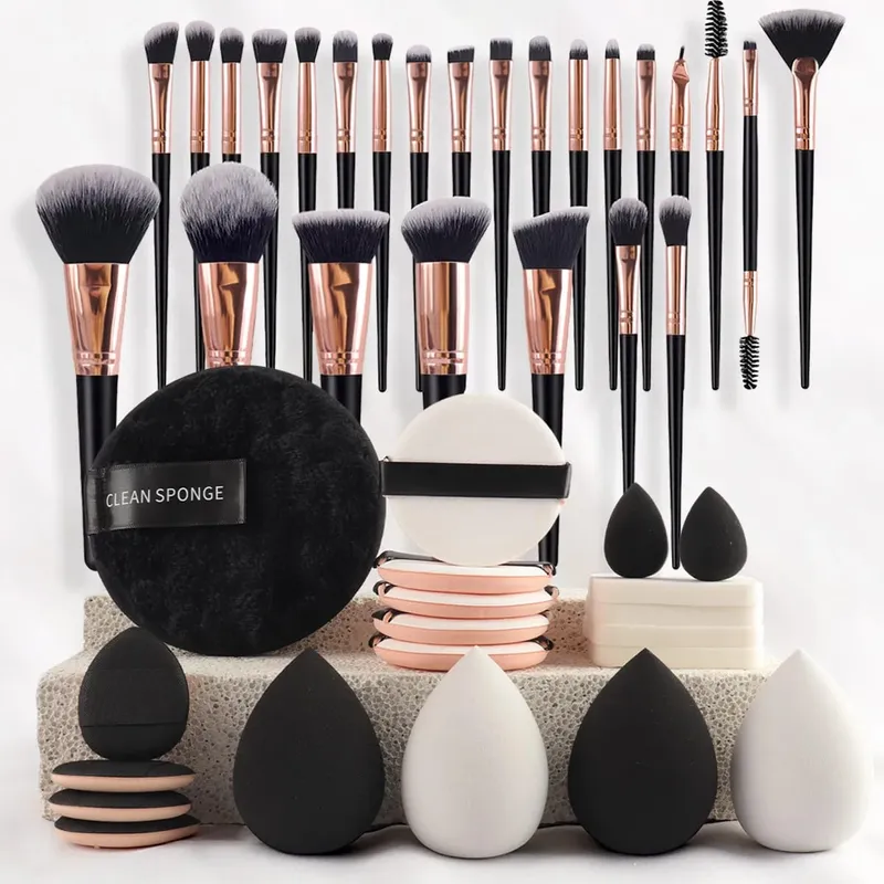 Set di pennelli per trucco professionale per fondotinta ombretto evidenziatore fard correttore polvere strumenti cosmetici con kit spugne — image 8