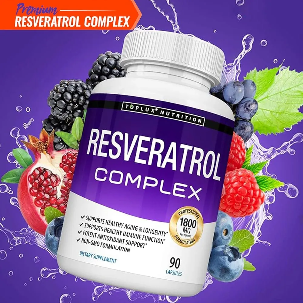 Complexo de Resveratrol - Suplemento de Resveratrol Trans com Semente de Uva - Promove o envelhecimento saudável, função cerebral do sistema imunológico 90 comprimidos — image 2