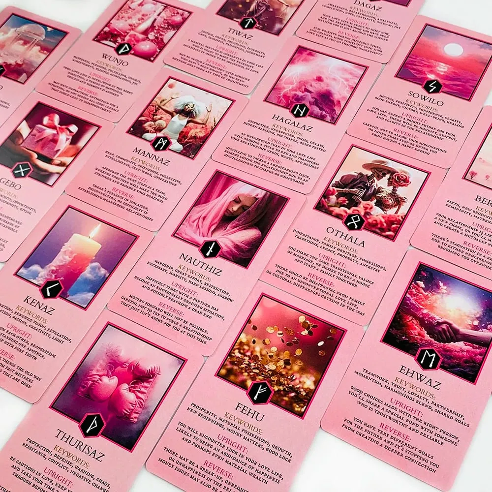 Pink Oracle Cards For Relationship Guidance & Divination - Elder Futhark Rune Meanings Perfect for Spiritual Guidance — image 5
