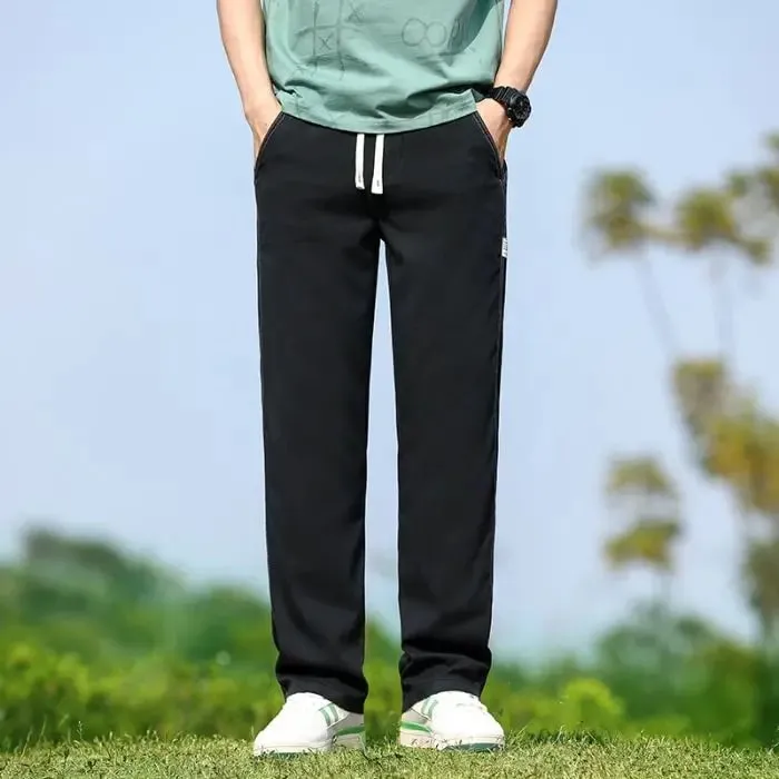 Jeans Kain Lyocell Lembut Musim Panas Pria Celana Denim Lurus Longgar Tipis Celana Panjang Kasual Pinggang Elastis Tali Serut Ukuran Besar M-5XL