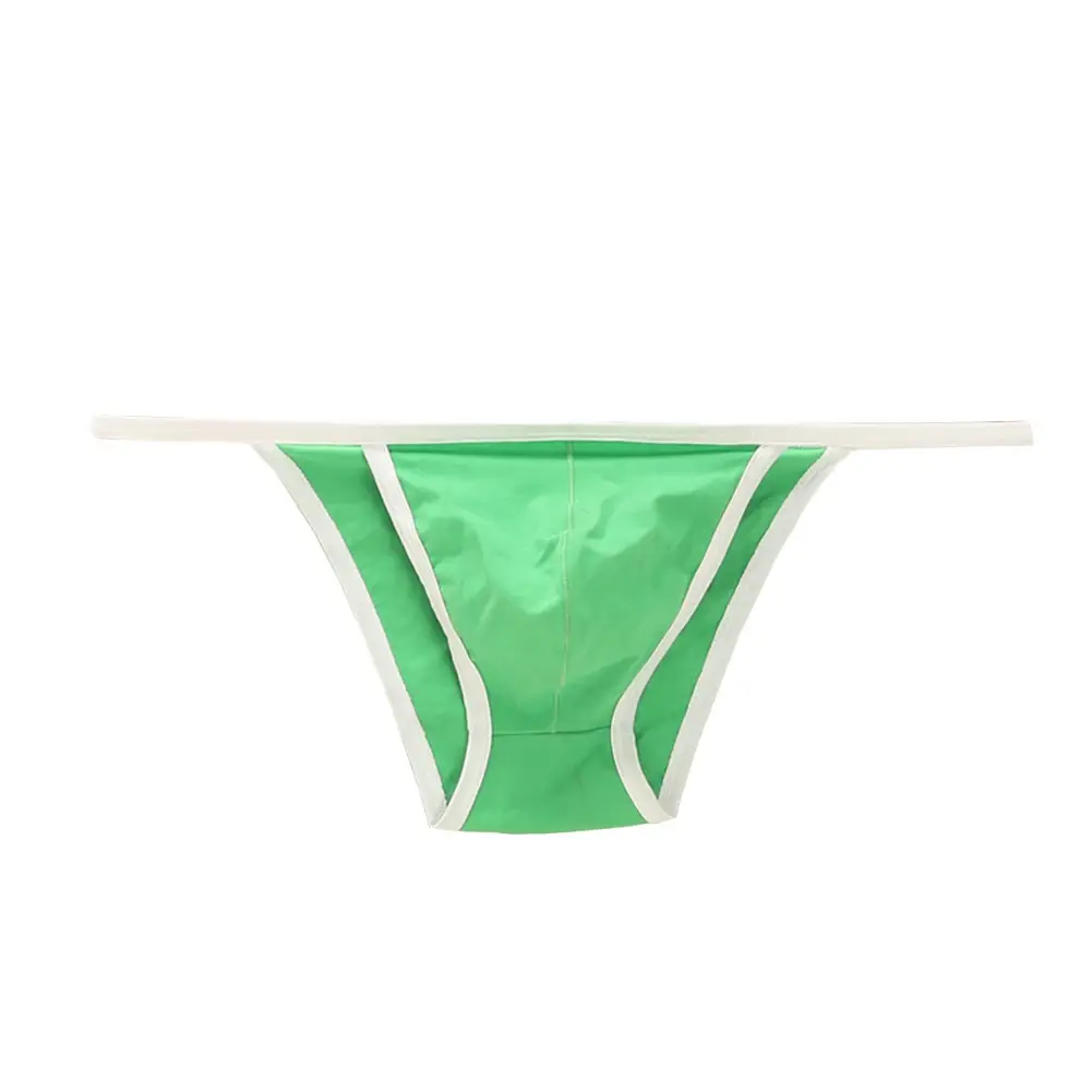 Men Sexy Briefs Cotton Low Rise Breathable String Bikini Contoured Pouch Bulge Jersey Color Erotic Slim Fit Thin T-back Thong — image 3