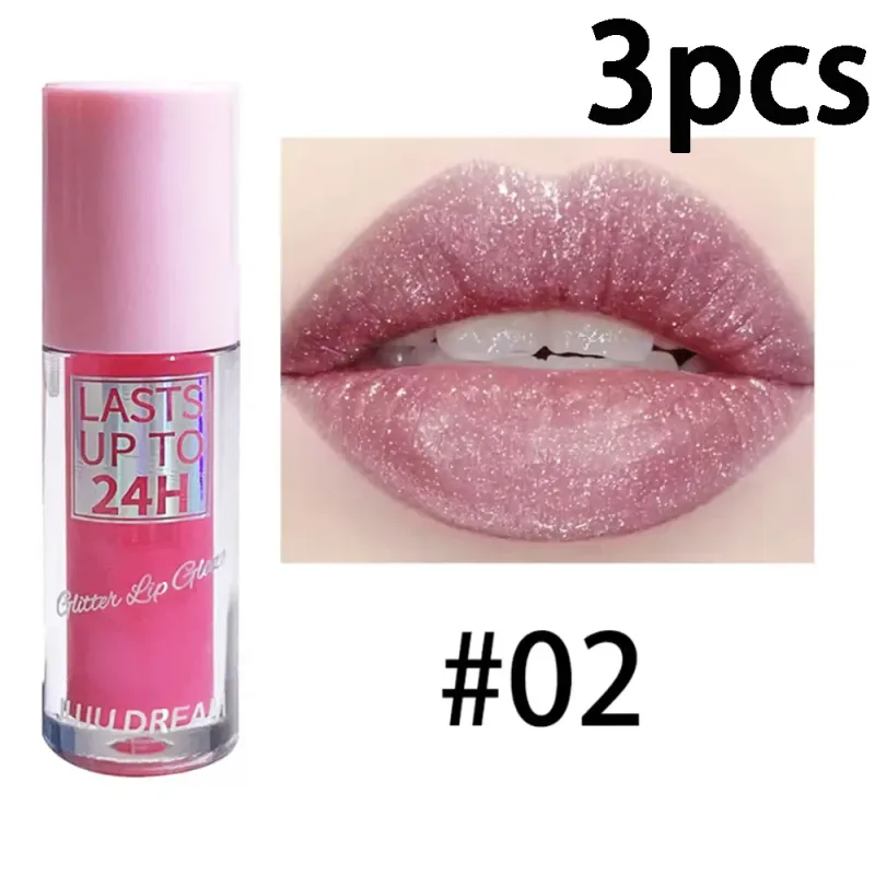 Flowing light Glitter Lip Glaze ลิปกลอสติดทนนานกันน้ำลิปสติก Makeup Lip Oil Lip Tint Moisturizing — image 11