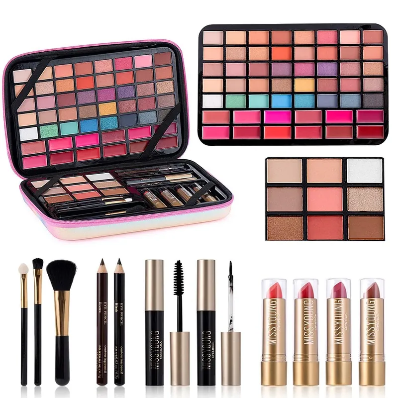 Multifunktionale All-in-One-Make-up-Palette, Rouge, Lidschatten, Lipgloss, Textmarker, Lippenstift, langlebig, tragbar, tägliche Kosmetik