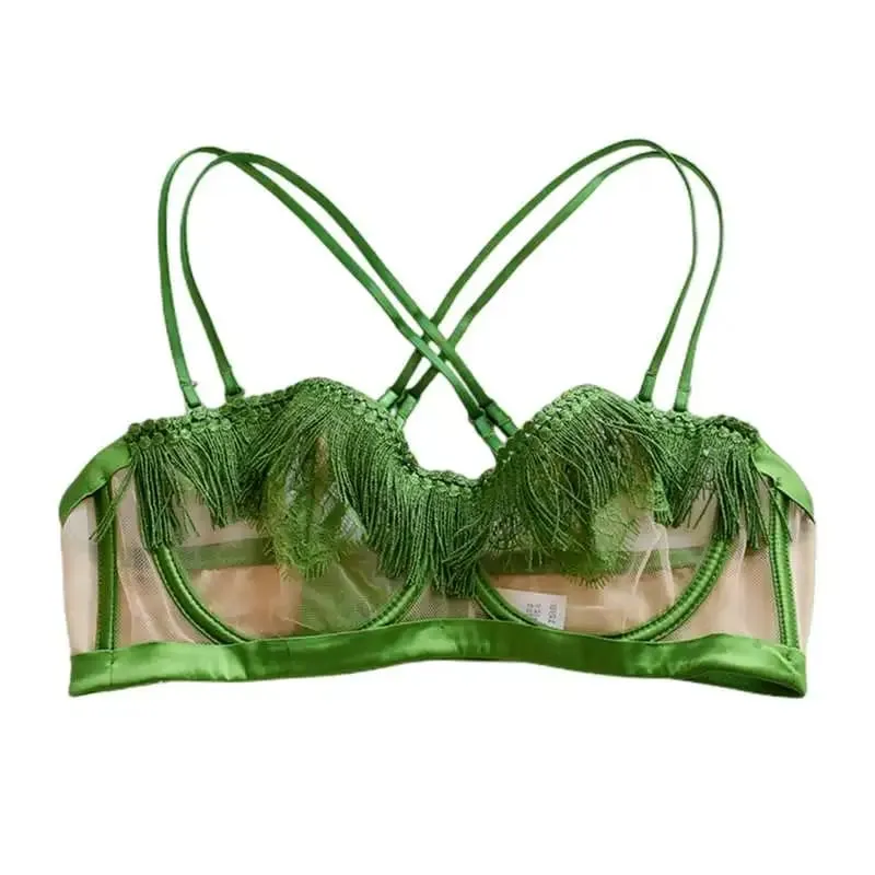 Light Luxury Sexy French Backless Bra Set - Sheer Mesh Minimizer Bralette Ultra-Thin Lace Lingerie Limited Stock Sale — image 6