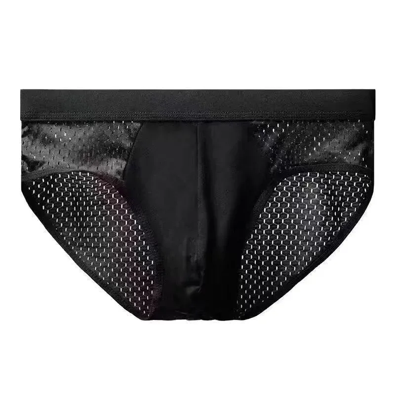 Sous-vêtements pour hommes, culotte triangulaire fine et respirante, slip en soie glacée, en maille, pantalon d'angle carré Sexy pour Shorts, 1/4 pièces — image 28