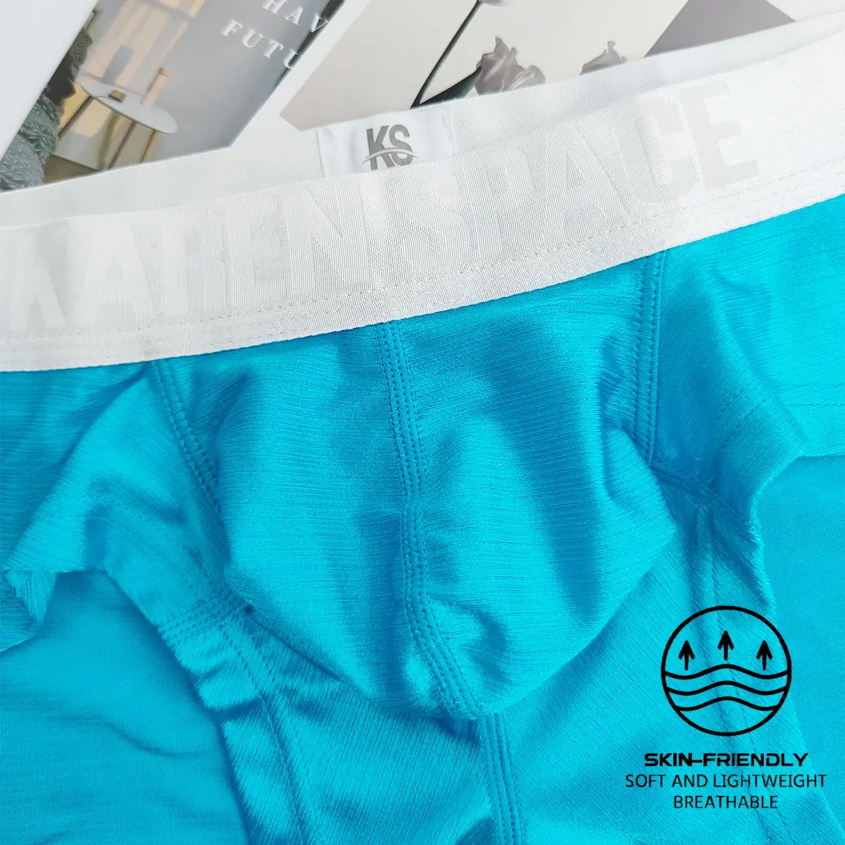 Comodi boxer da uomo per giovani, colore puro, stile semplice, pantaloncini quadrati personalizzati, 1 pezzo di biancheria intima ad angolo piatto per uomo — image 3