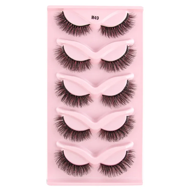 Mezze Ciglia Cat Eye Ciglia 3/5/10 Paia Ciglia Finte Soffici Morbide Aspetto Naturale Fascia Trasparente 3D Ciglia di Visone Estensione trucco