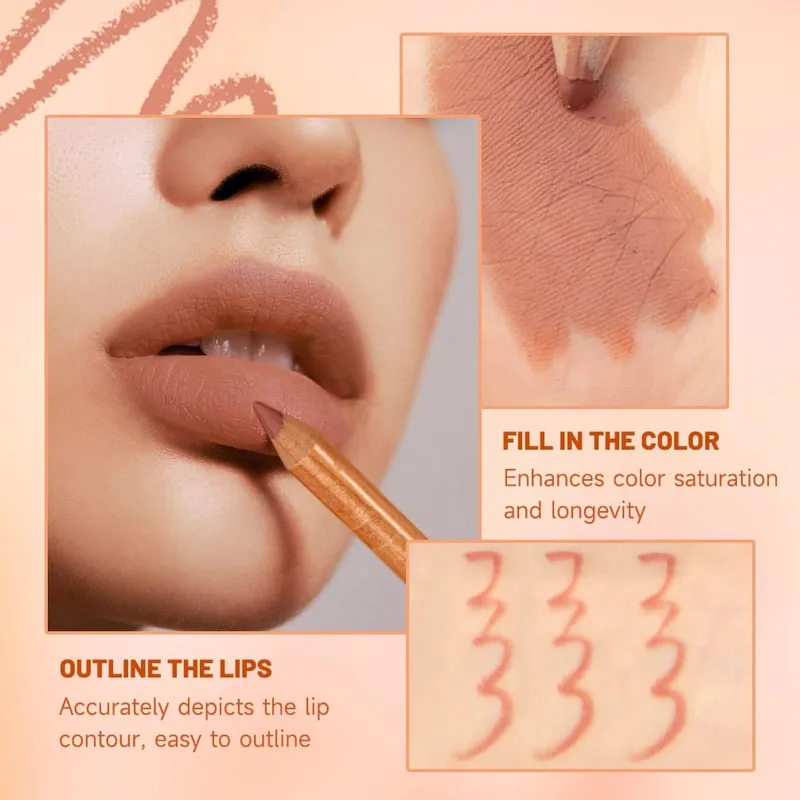 12 pz/set Matte Lip Liner Matita Contorno Labbra Contouring Rossetto Duraturo Alto Pigmento Non Facile Dissolvenza Velluto Fine Lipliner — image 3