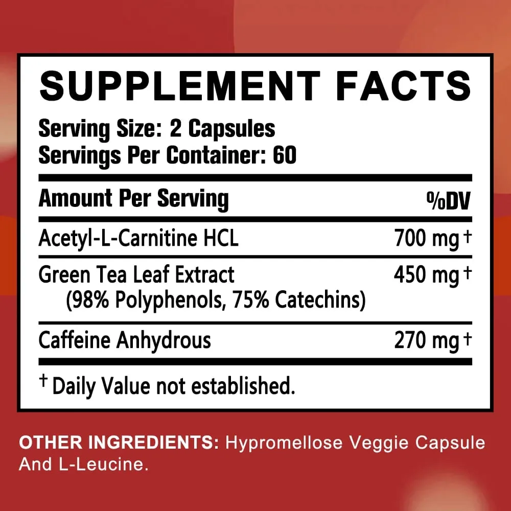Acetyl-L-Carnitin-Grüntee-Extrakt und Koffein unterstützen den Fettverbrennungsstoffwechsel und verbessern die Stimmung. 30/60/120 Kapseln — image 6
