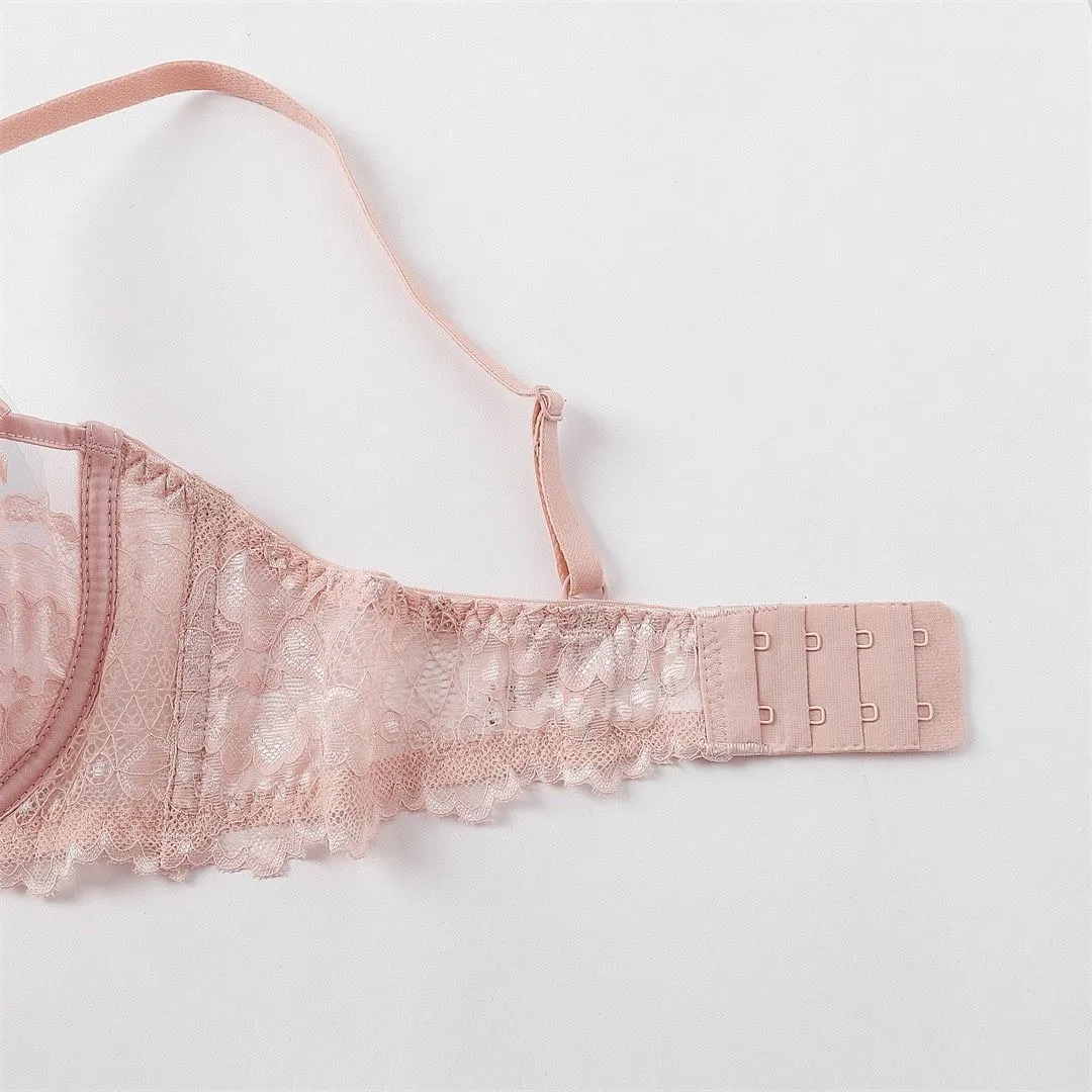 Beautiful Embroidered Floral Lingerie Set With Lined Comfortable Bra And Underwear Wired Bra And Panties For Outerwear Daily — image 7
