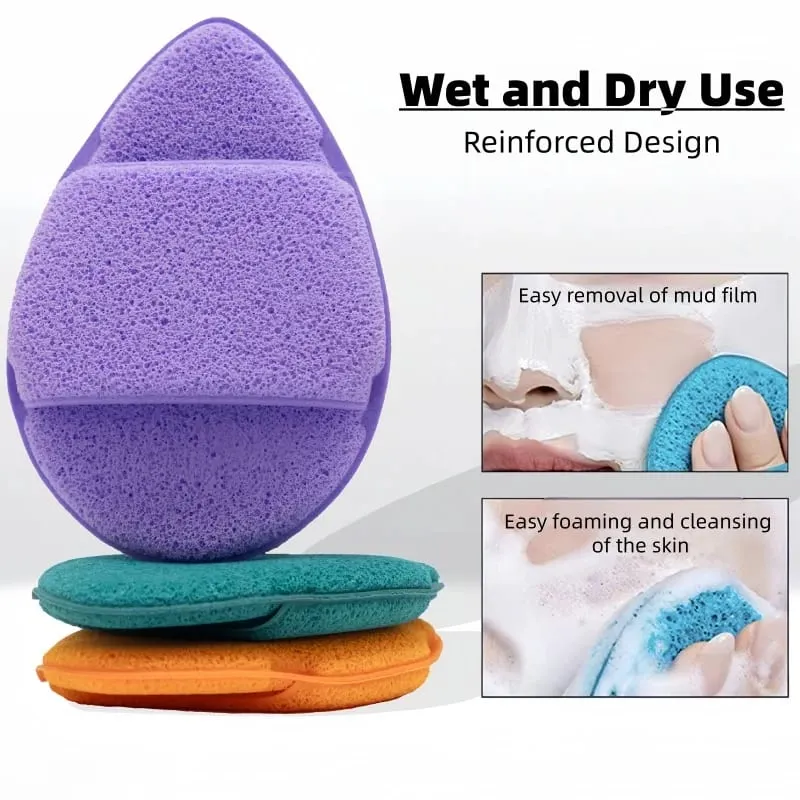 4PCS/Lot Poket Pengelupasan Semulajadi Pembersih Wajah Sedutan Air Bentuk Titisan Air Konjac Span Alat Pembersih Wajah Kosmetik Puff — image 1