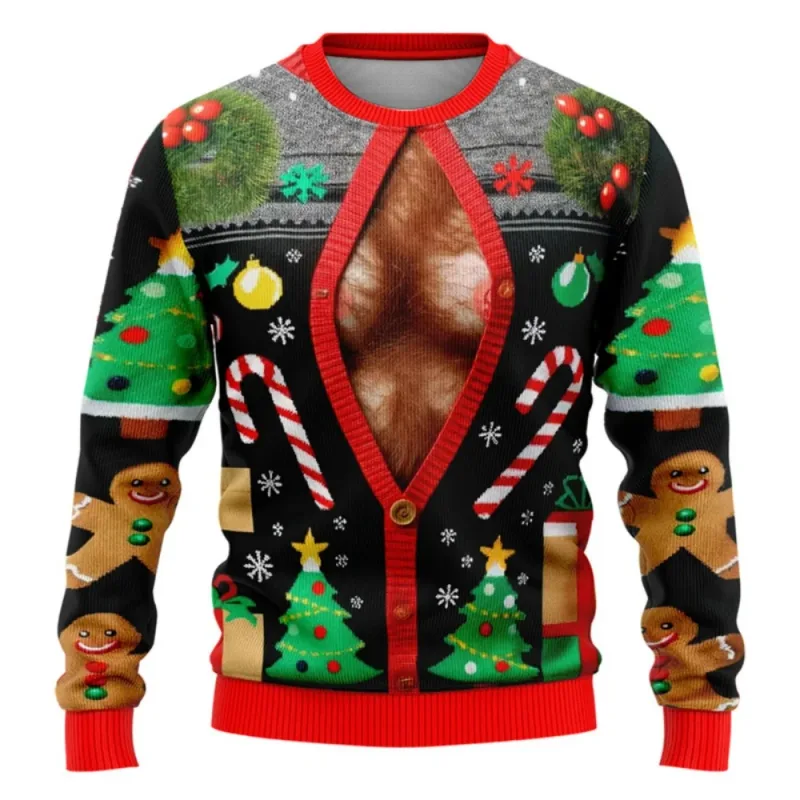 Pull de Noël drôle pour hommes et femmes, sweat-shirt de noël avec graphique laid Y2k, pour fête de vacances, vêtements amples pour hommes — image 16