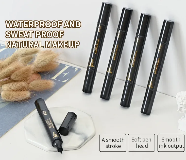 Flüssiger Eyeliner-Stift, super wasserfest, schwarz, doppelköpfiger Stempel, langlebiger Eyleliner, Katzenauge, Maquiagem, kosmetisches Make-up-Werkzeug — image 5