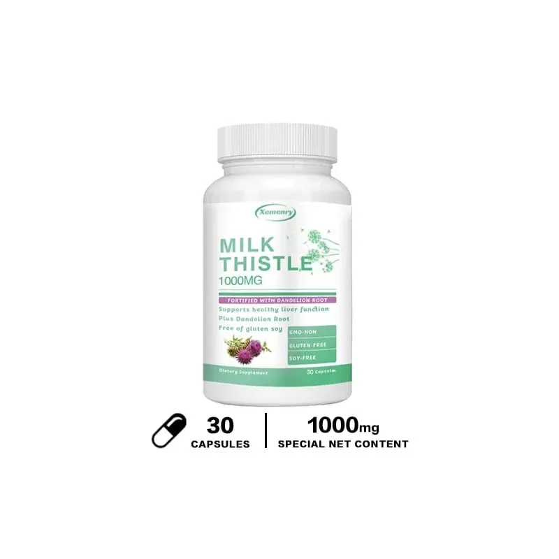 Milk Thistle Capsules 1000mg - พร้อมราก Dandelion - ดีท็อกซ์ตับและทำความสะอาดส่งเสริมผิวและอาหารเสริมสุขภาพทางเดินอาหาร — image 8
