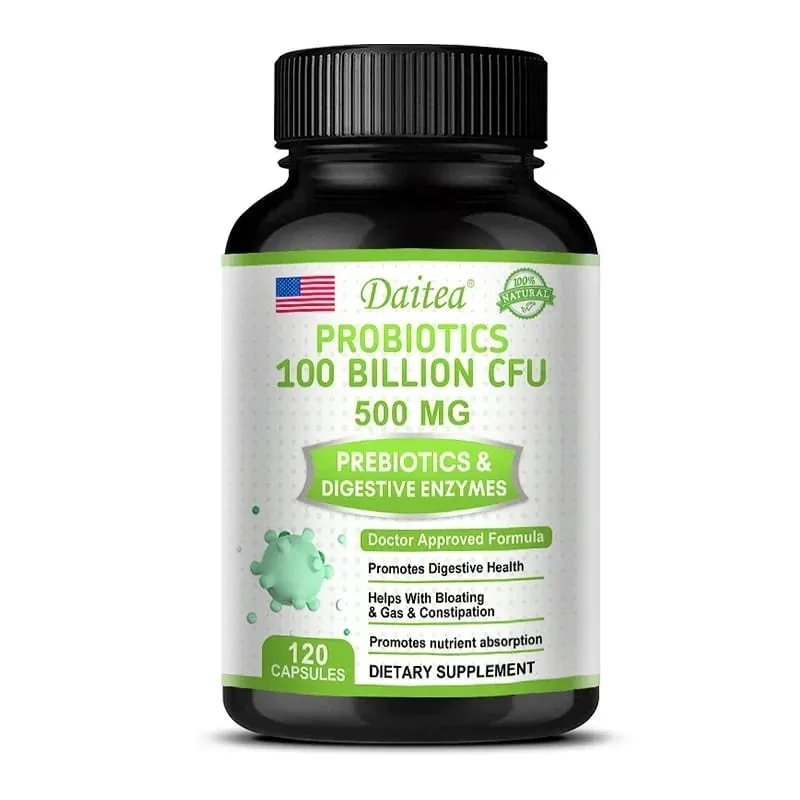 Probiotici 100 miliardi di CFU con prebiotici ed enzimi digestivi Salute dell'intestino Digestione Sollievo dal gonfiore e supporto immunitario — image 10