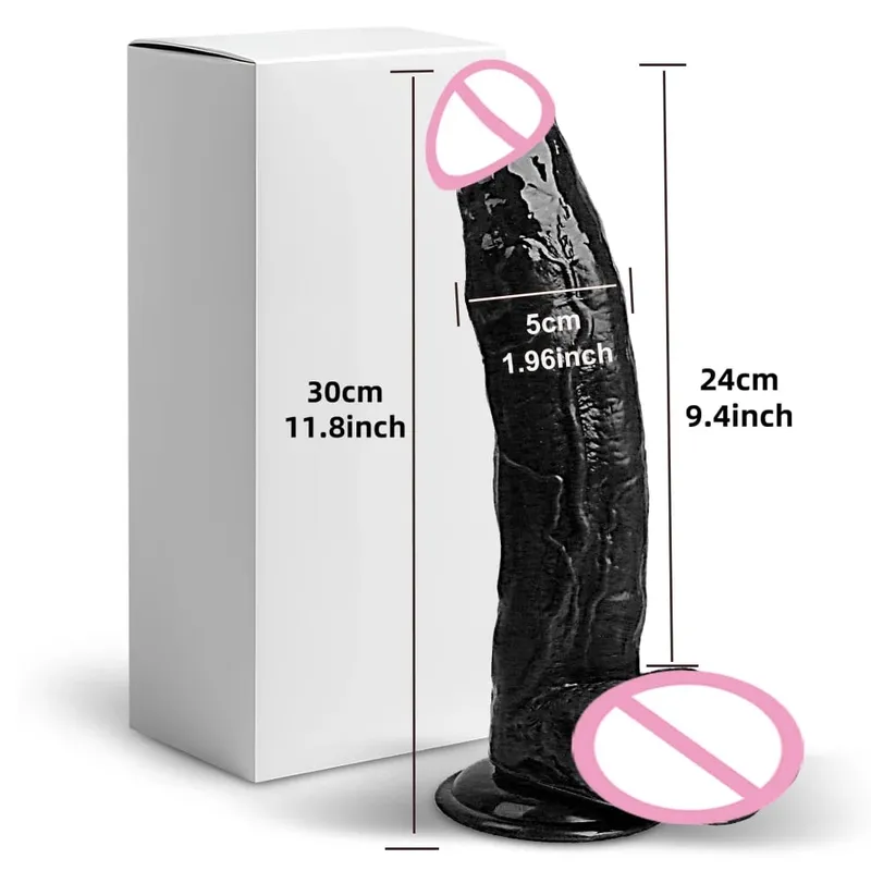 Dildo besar realistik zakar palsu yang besar dengan cawan sedutan batang tiruan fleksibel faraj wanita melancap dubur untuk mainan seks lesbain