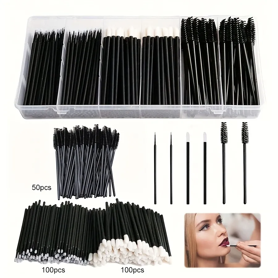 Ensemble de pinceaux de maquillage jetables, 250 pièces, pinceaux pour sourcils/Mascara/Eyeliner, avec boîte de rangement, outils cosmétiques professionnels pour Salon — image 2