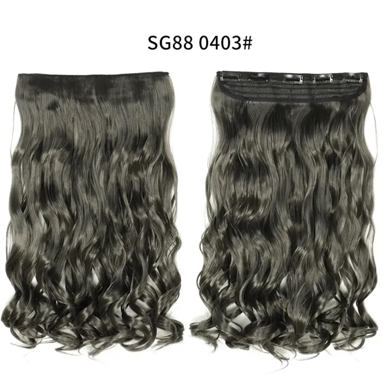 Long Straight Curly One Piece 5clips Clip-in Extensions 22Inch Heat Resistant Hairstyles Colour Mix Blonde Hair Piece For Women — image 28