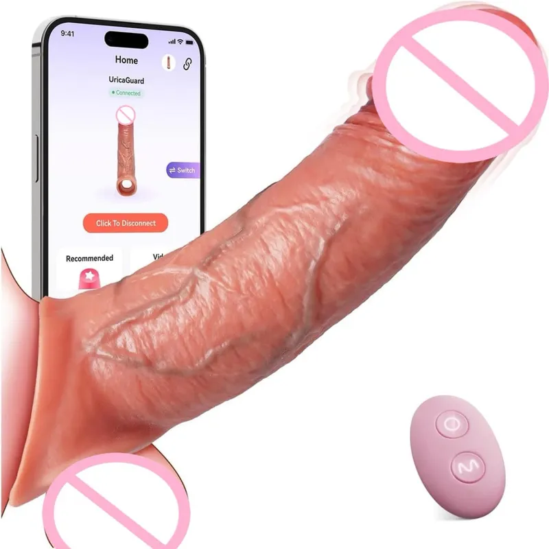 Penis Sleeve Cock Vibrator Realistic Penis Extender Vibrating Cock Ring 10Mode Remote Control Soft Silicone Penis for Men Couple — image 8