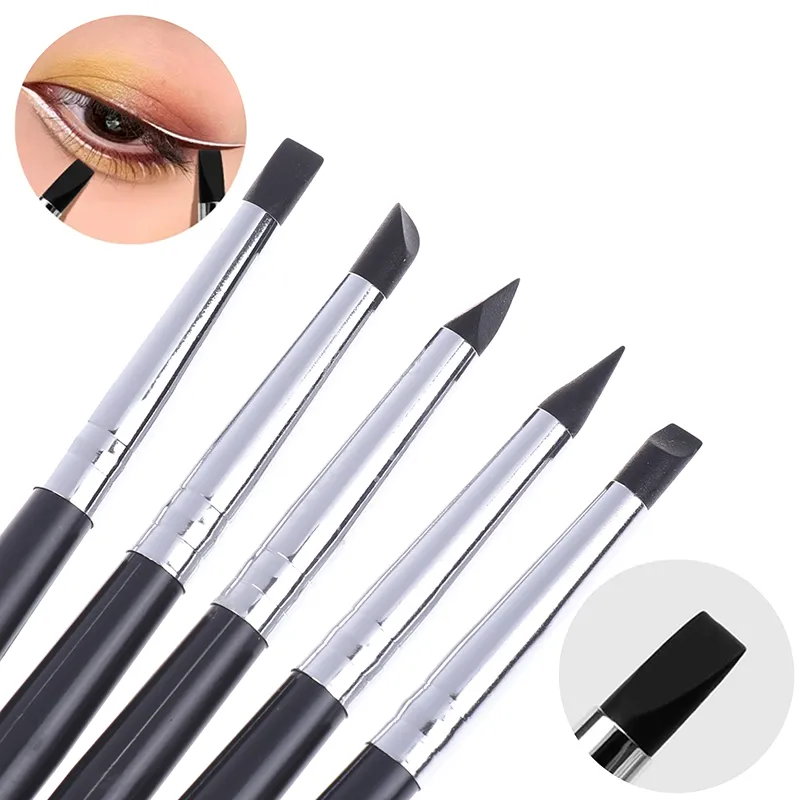 Silicone Đen Bút Kẻ Mắt Lưỡi Dao Đa Năng Kẻ Lông Mày Son Môi Bàn Chải Dễ Dàng Sử Dụng Sơn Móng Tay Bút Mắt Định Hình Trang Điểm — image 3
