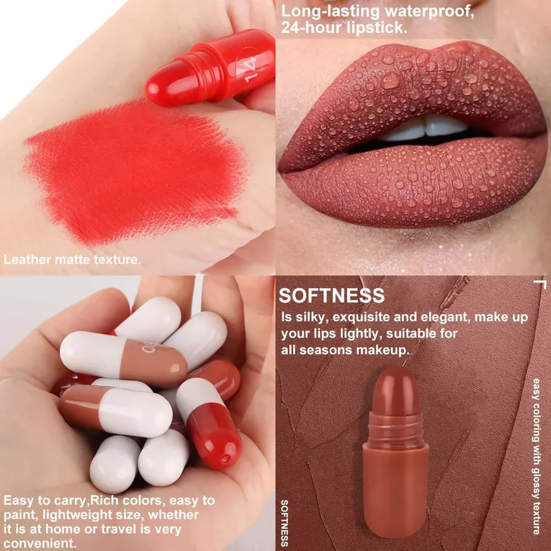 18 Pz/set Capsula Opaca Rossetto Set Fissaggio del Colore Della Durata di Impermeabile Antiaderente Tazza Bocca Trucco Nude Labbra Sexy Solido Lip Gloss
