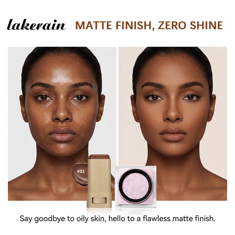 Serum Boosted Skin Tint Stick & Loose Baking Setting Powder Kawalan Minyak Mekap Alas Pakaian Panjang Mekap Sekata Tona Kulit Mekap Kemasan Matte — image 6