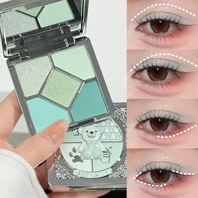 Palette di ombretti in 5 colori Viola Glitter Perlescenti Ombretti opachi Shimmer Trucco Cosmetici per occhi di bellezza per donne a lunga durata — image 2