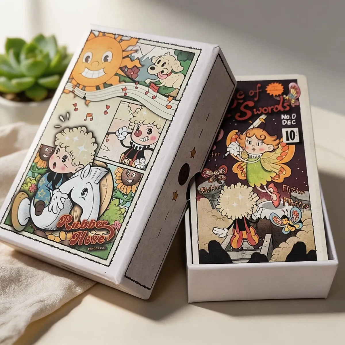 Jeu de Tarot en caoutchouc Vintage à Double relief 12x7cm, dans une boîte rigide, 78 cartes de Tarot d'art de dessin animé ancien — image 2