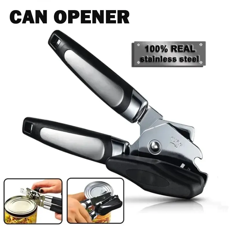 Apribottiglie multiutensile professionale in acciaio inossidabile di alta qualità con taglierino per lattine e gadget da cucina con impugnatura ergonomica