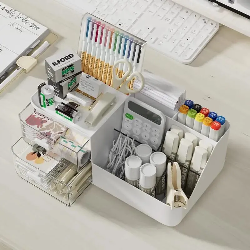 Organisateur de cosmétiques avec 2 tiroirs transparents, grande capacité, vue dégagée, gain de place, glissement en douceur pour les pinceaux de maquillage — image 4