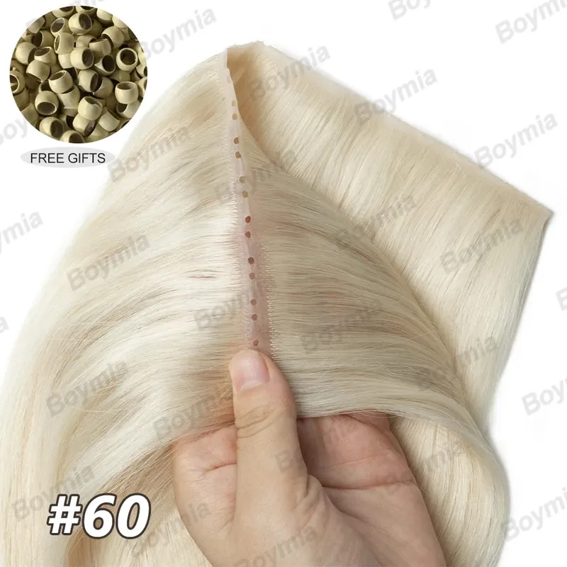 ผีเสื้อ Weft ต่อผมมนุษย์ผมที่มองไม่เห็นแบน PU พร้อม TWIN แท็บ Weft 12-24 นิ้ว microlink การประยุกต์ใช้ 40-50g — image 12