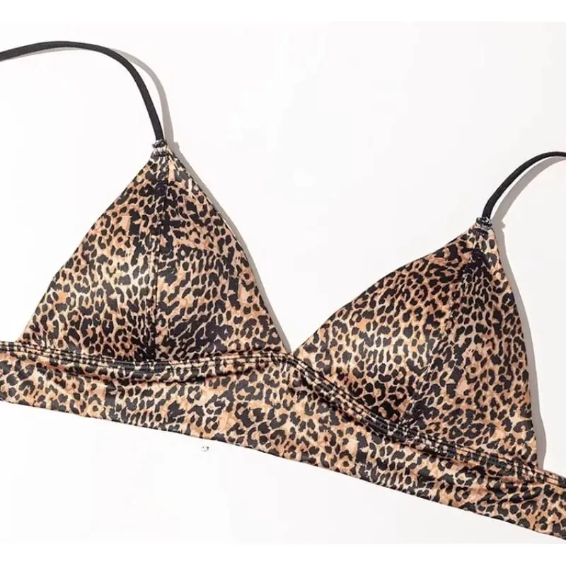 Bestseller, Leopardenmuster, Dessous-Set, französischer Dreieck-Cup, kabelloser BH, verstellbare Träger, weiche, bequeme Unterwäsche für Damen, S-XL — image 2