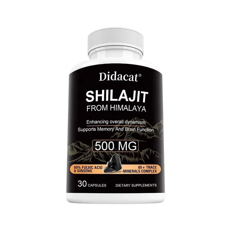 Shilajit with Ginseng Extract 500 Mg Helps Improve Overall Vitality Memory & Brain Function 85+ Trace Mineral Complex