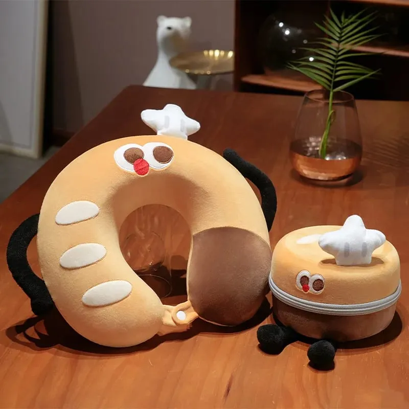 Oreiller en forme de U avec boîte, oreiller de Protection du cou en peluche, coussin de bureau, mignon et joli oreiller de voyage pour enfants/adultes — image 2
