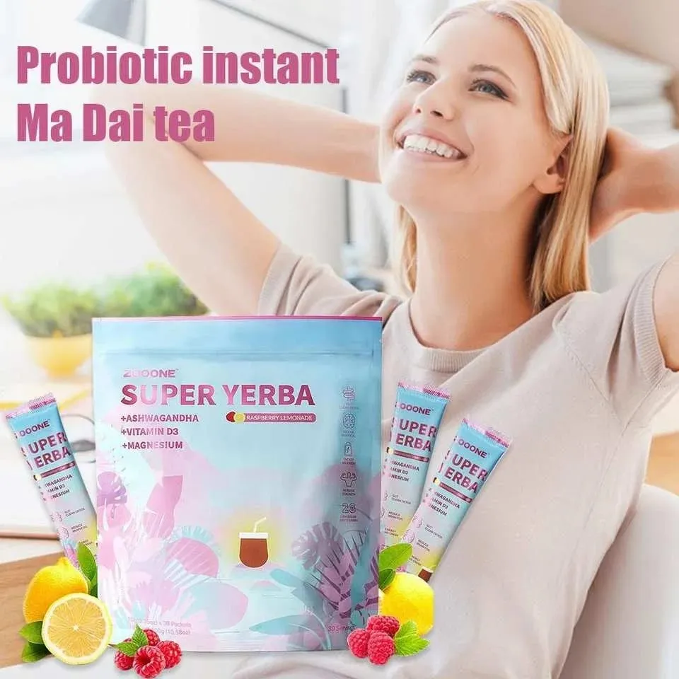 Super Yerba poudre de boisson instantanée 30 paquets avec de la vitamine probiotique Ashwagandha favorisent la santé intestinale de l'intestin et l'immunité de digestion — image 5