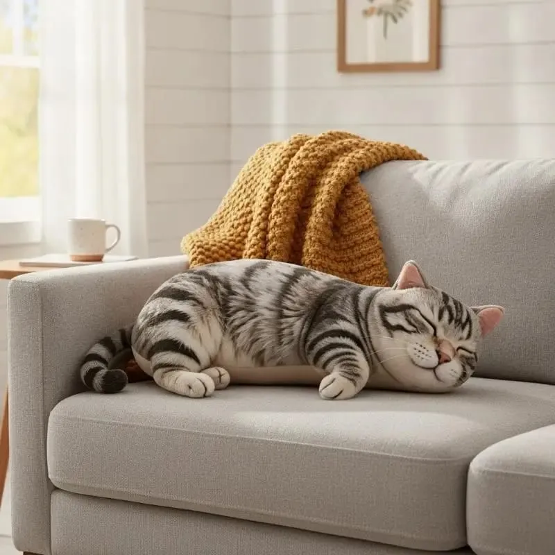 3D realistisk gris plys pude super blødt hyggeligt stof dekorativ pude til sofaseng soveværelse boligindretning — image 4